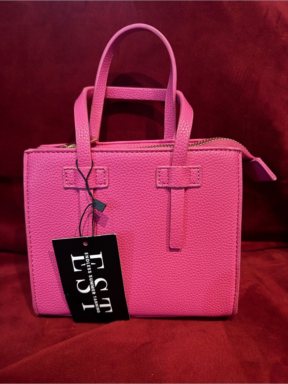 Calin Collection Pink Pebbled Faux-Leather Structured Tote Bag